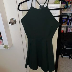 Emerald Green, Lace Open Back Dress